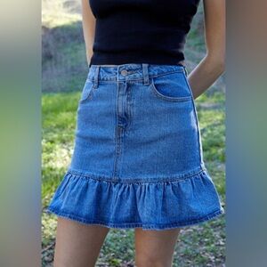 Brandy Melville Y2K ruffled denim mini skirt by J. Galt, size S